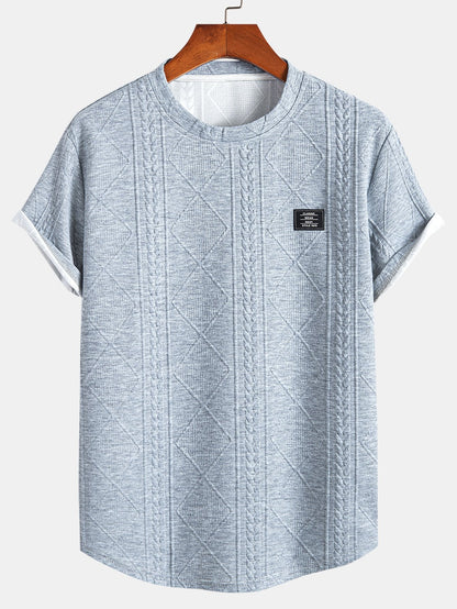 Kurzes Geometrisches Jacquard T-Shirt mit Bogen-Saum