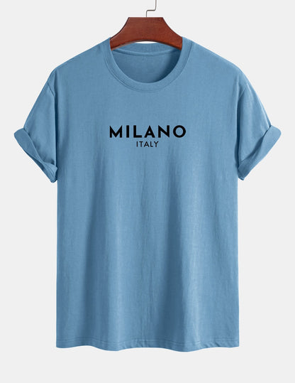 Regular Fit Milano Italian Print Cotton T-Shirt