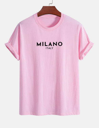 Regular Fit Milano Italian Print Cotton T-Shirt