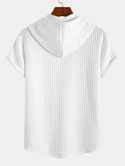 Waffelstruktur Kapuzen-T-Shirt mit Rundsaum