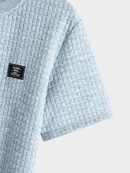 Kurzarm-T-Shirt mit Waffel-Arc-Saum