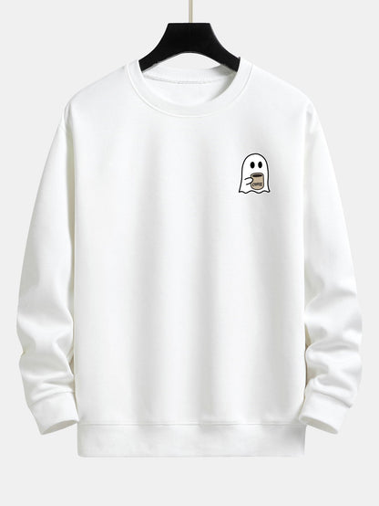 Relaxed Fit Sweatshirt with Ghost Coffee Print
