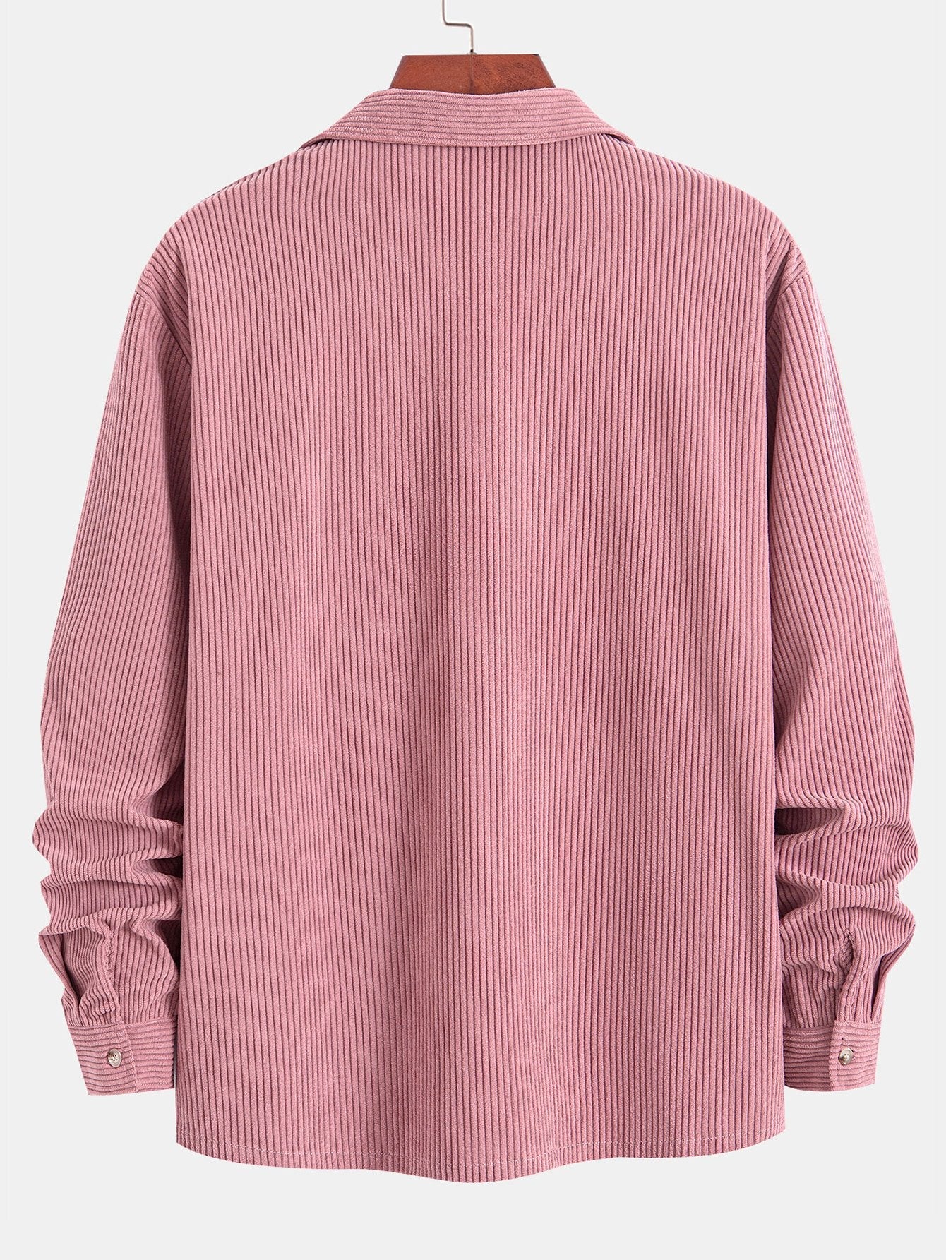 "Langarm-Cordhemd mit kubanischem Kragen" could be rewritten as "Kubanisch gekragenes Langarm-Cordhemd".