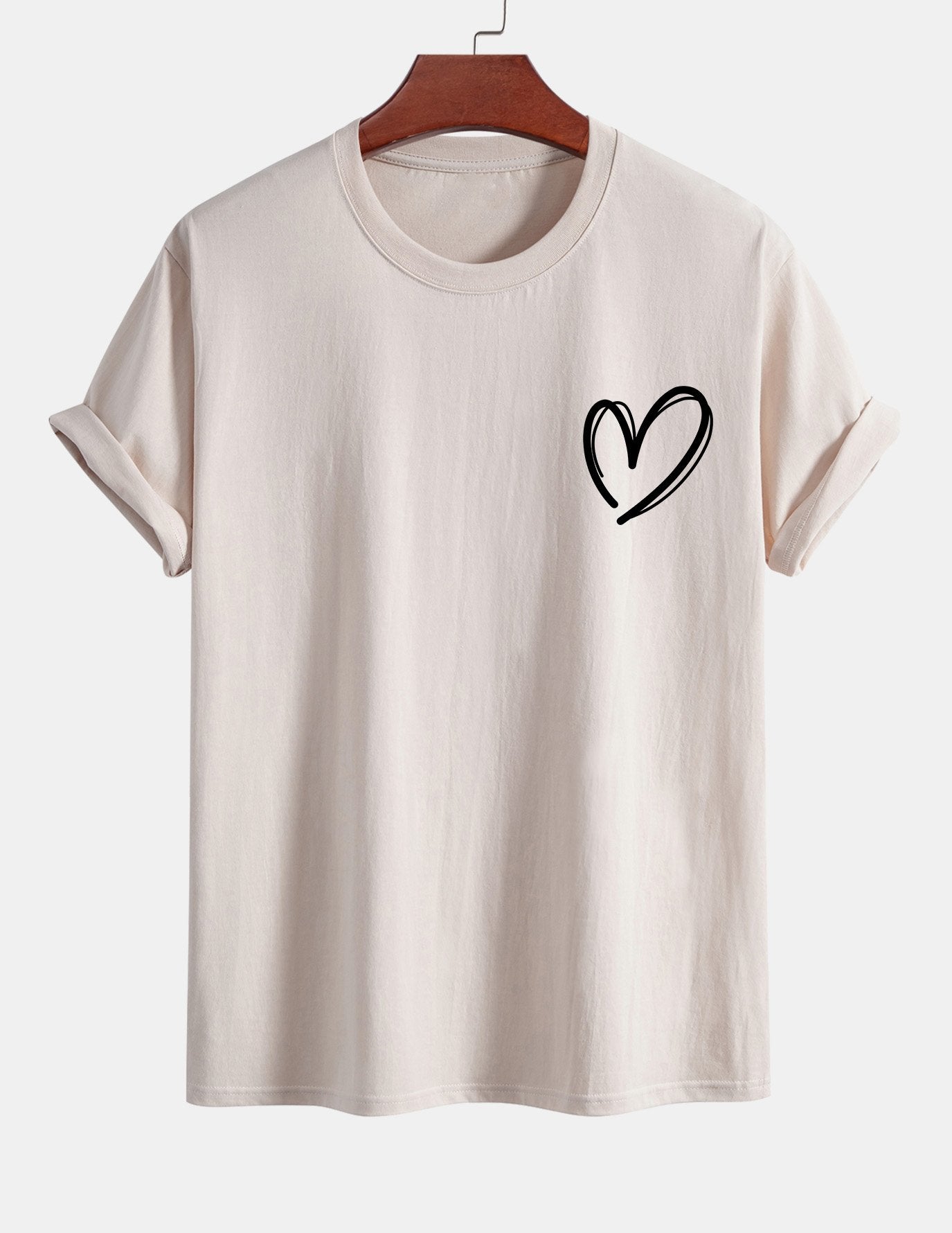 Baumwoll-T-Shirt mit Herzmotiv in regulärer Passform