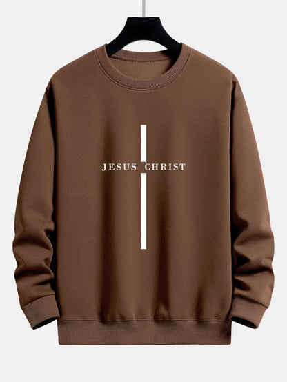 Relaxed Fit Sweatshirt mit Jesus Christus Streifenmuster
