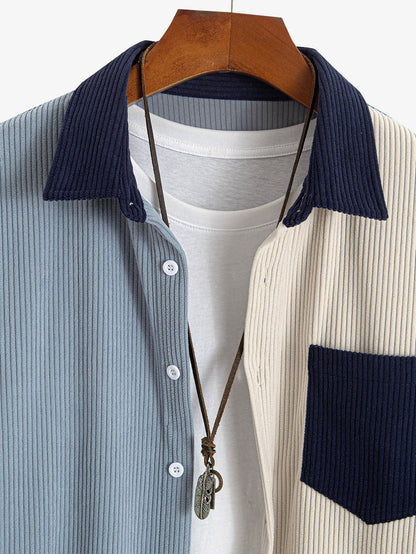 Corduroy Patchwork Shirt & Straight-Leg Corduroy Trousers