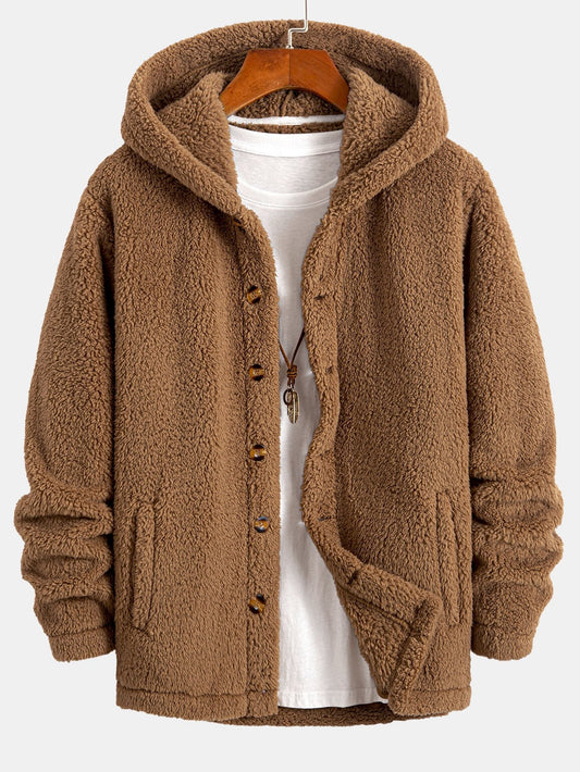 Teddy-Fleece-Knopf-Hoodie-Mantel