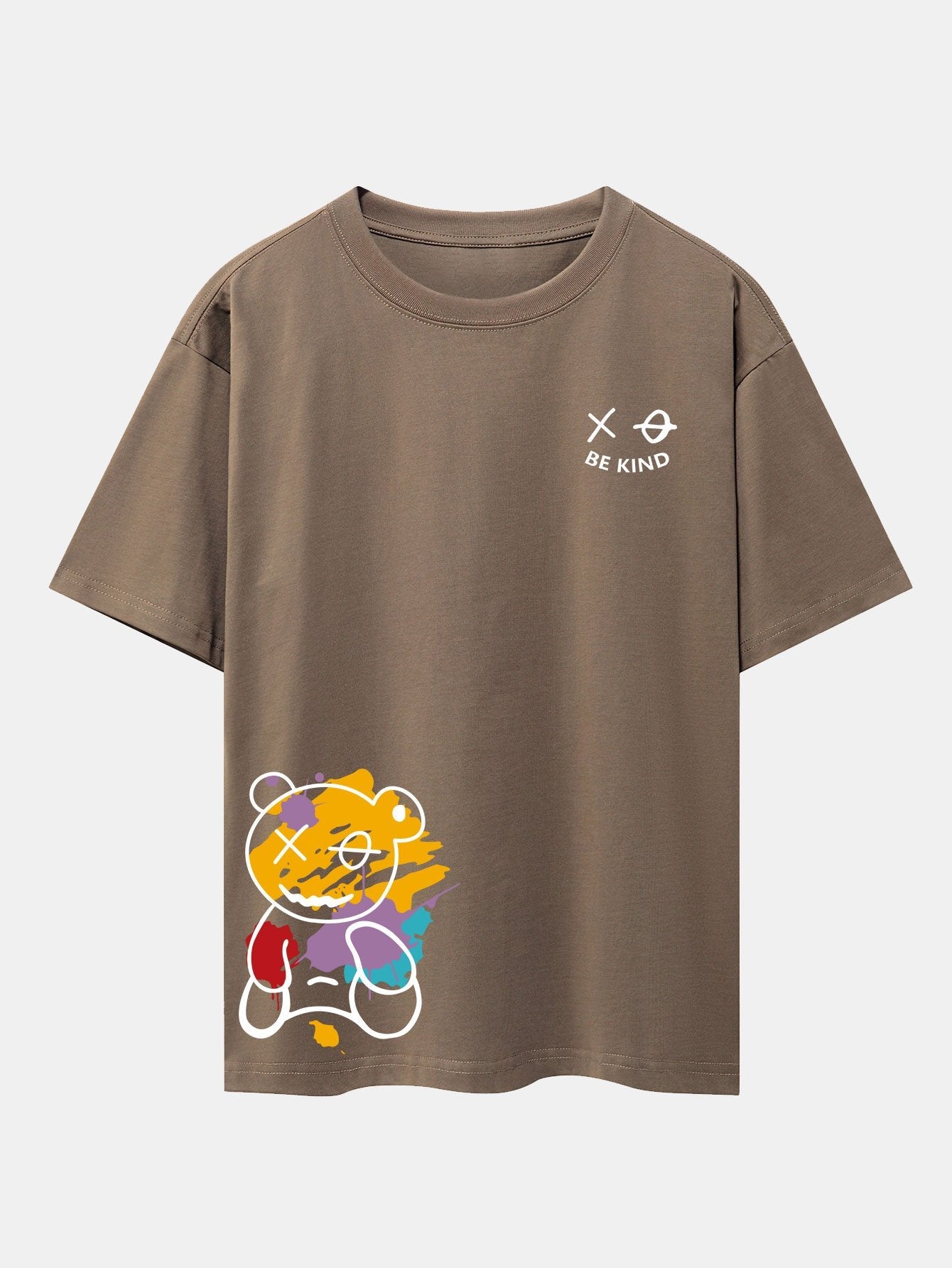 Graffiti Bear Print Oversized Drop Shoulder T-Shirt