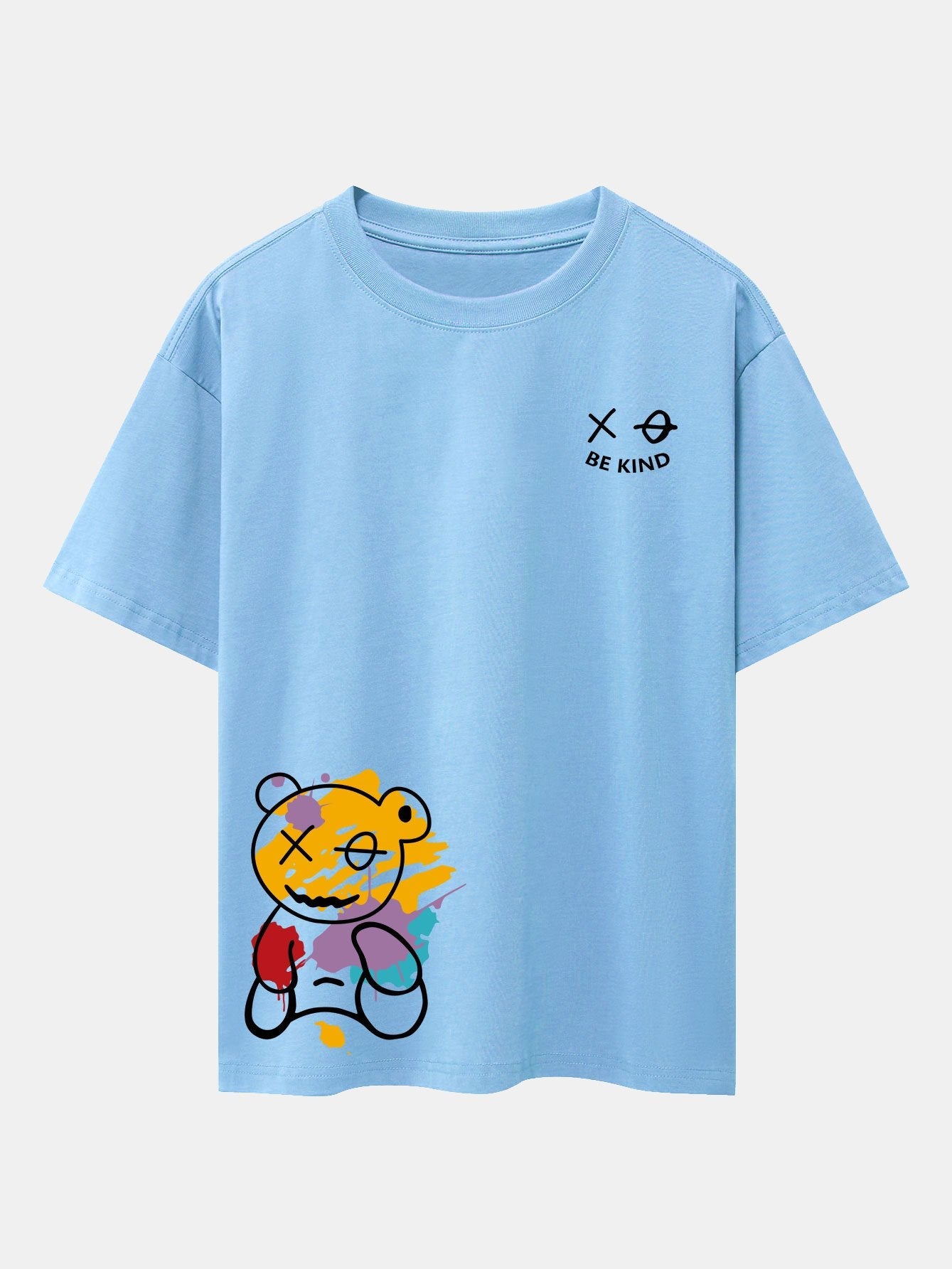 Graffiti Bear Print Oversized Drop Shoulder T-Shirt
