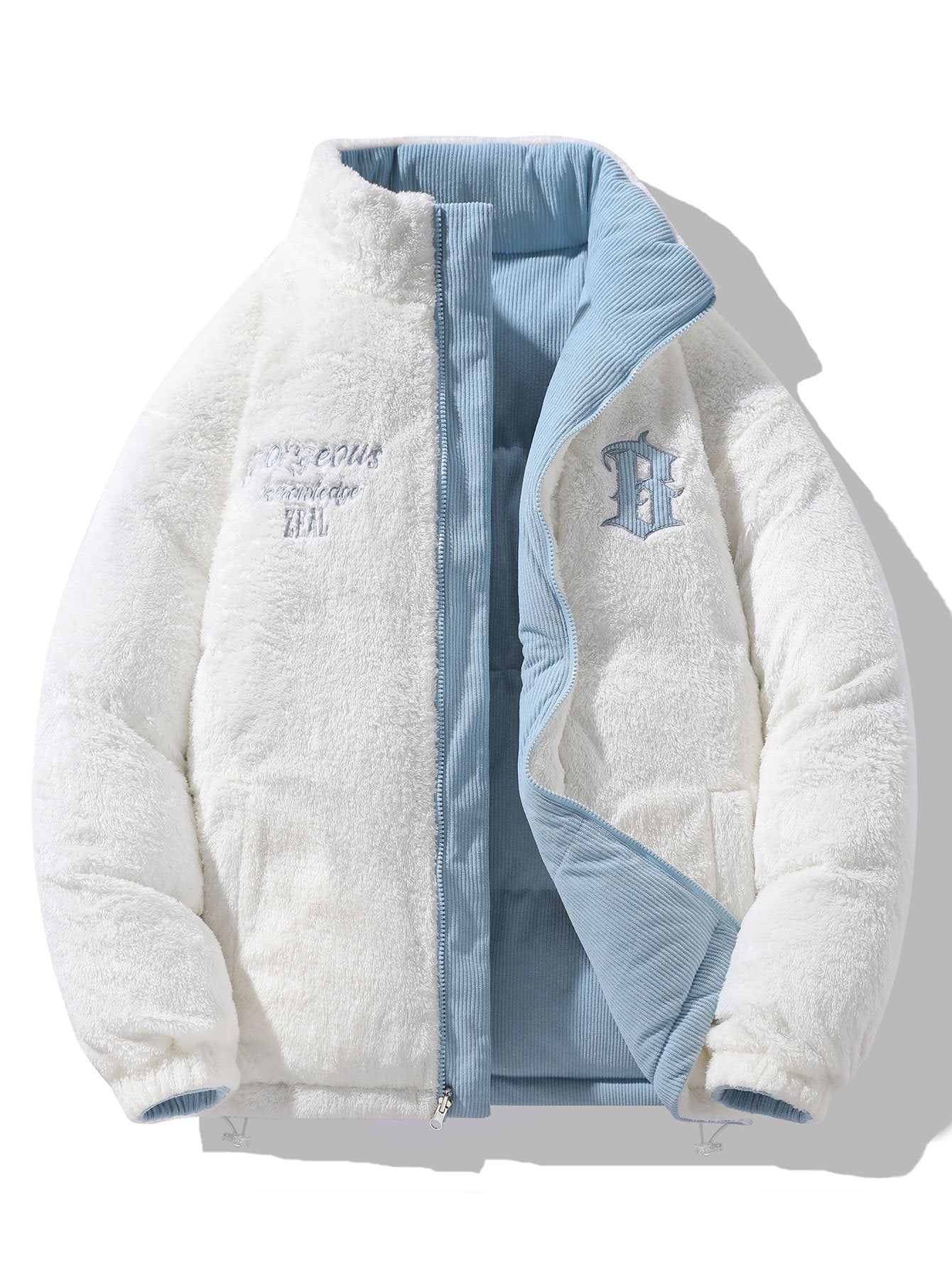 Umkehrbarer Teddy-Fleece und Corduroy Mantel