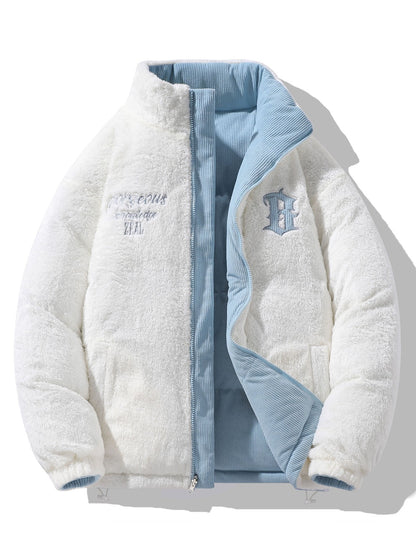 Umkehrbarer Teddy-Fleece und Corduroy Mantel