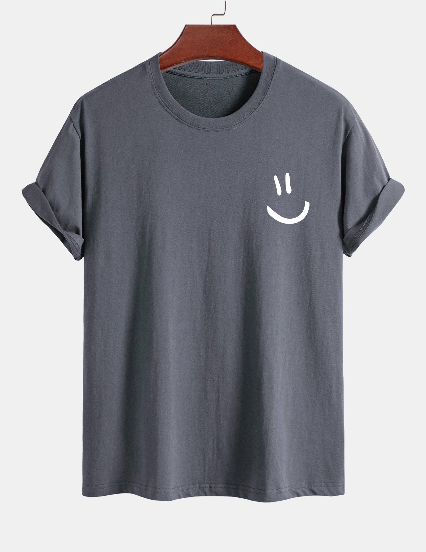 Baumwoll-T-Shirt mit Smiley-Gesicht Druck in regulärer Passform