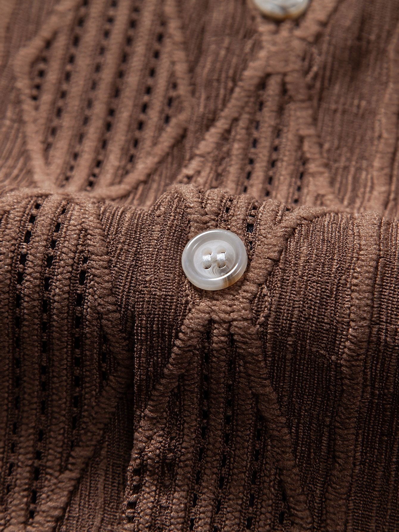 Geometrisches Jacquard-Cuban-Shirt mit gerader Leinenhose