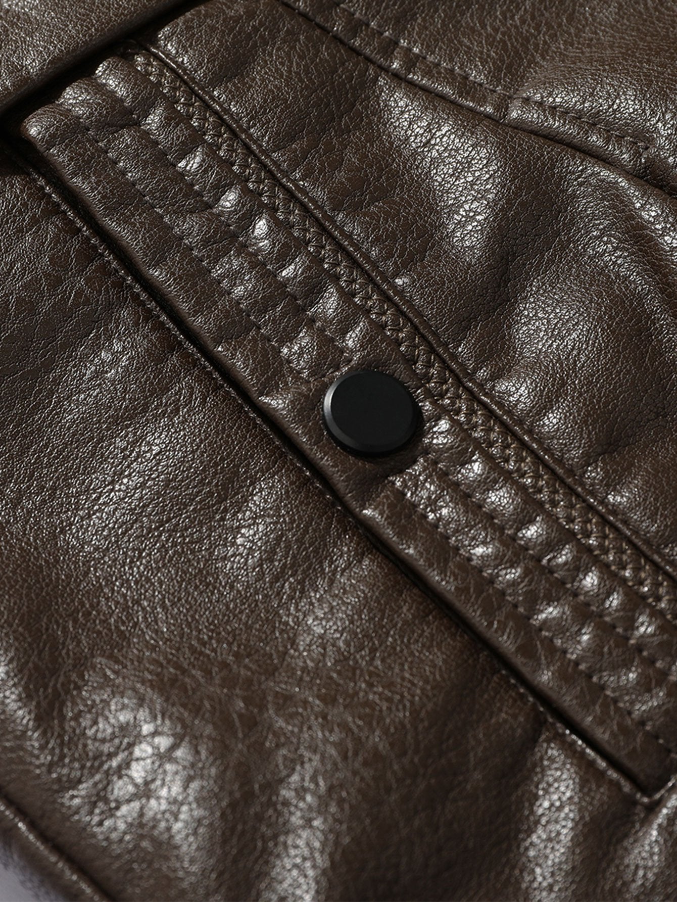 Lange Kunstfell gefütterte PU-Lederjacke