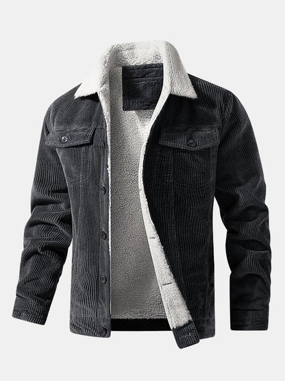 Teddy-Fleece gefütterte Baumwollcordjacke