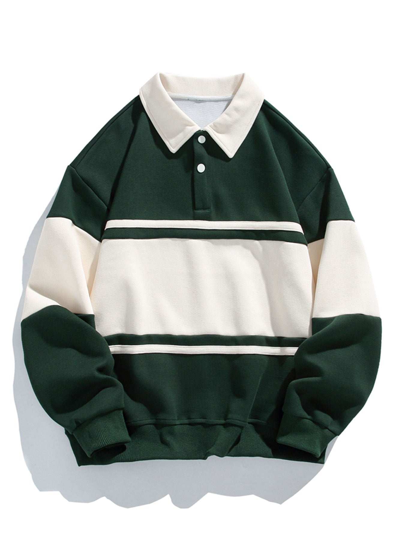 Casual Colorblock Patchwork Polo Sweatshirt