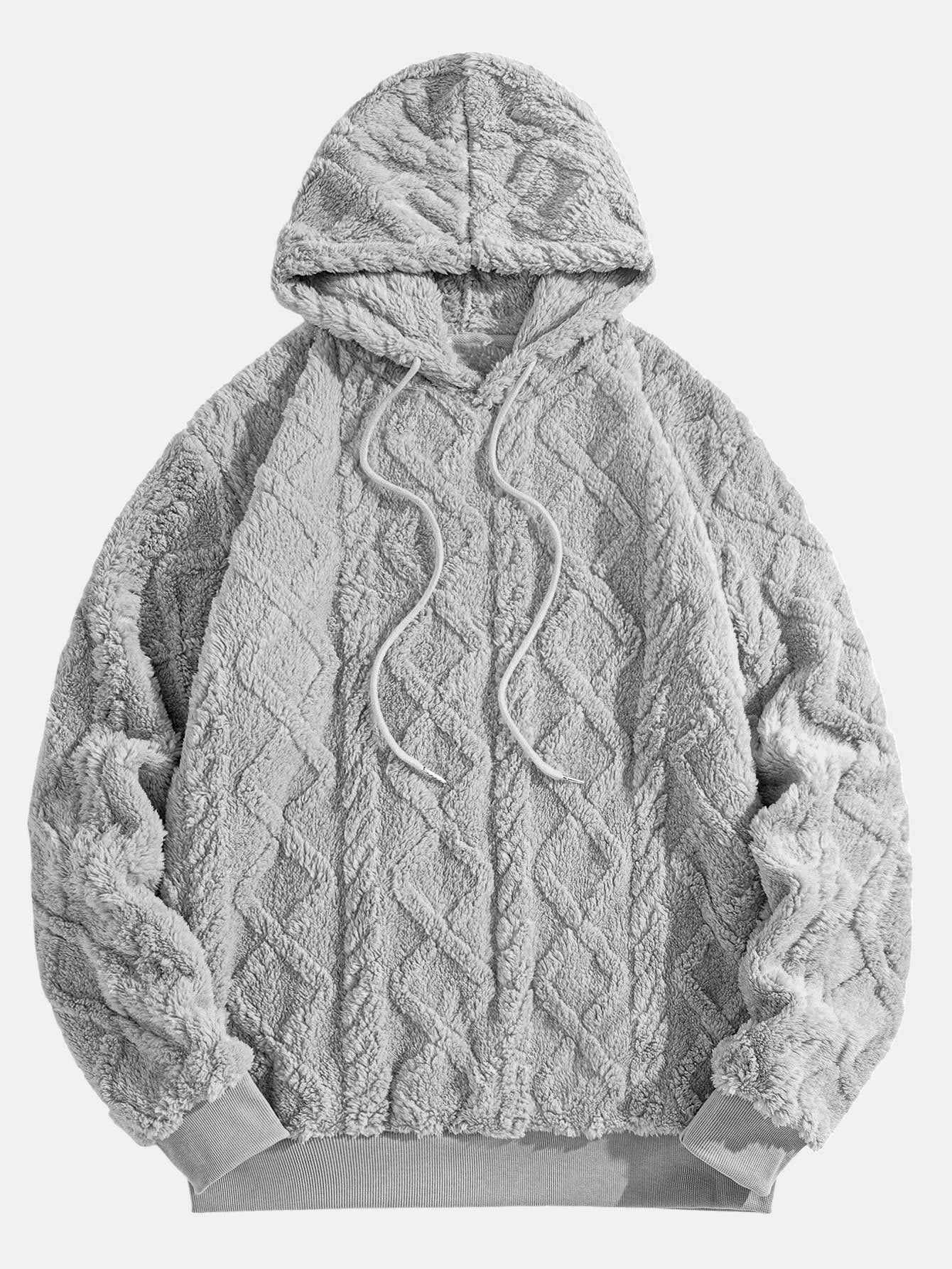 Geometric Jacquard Teddy Fleece Hoodie