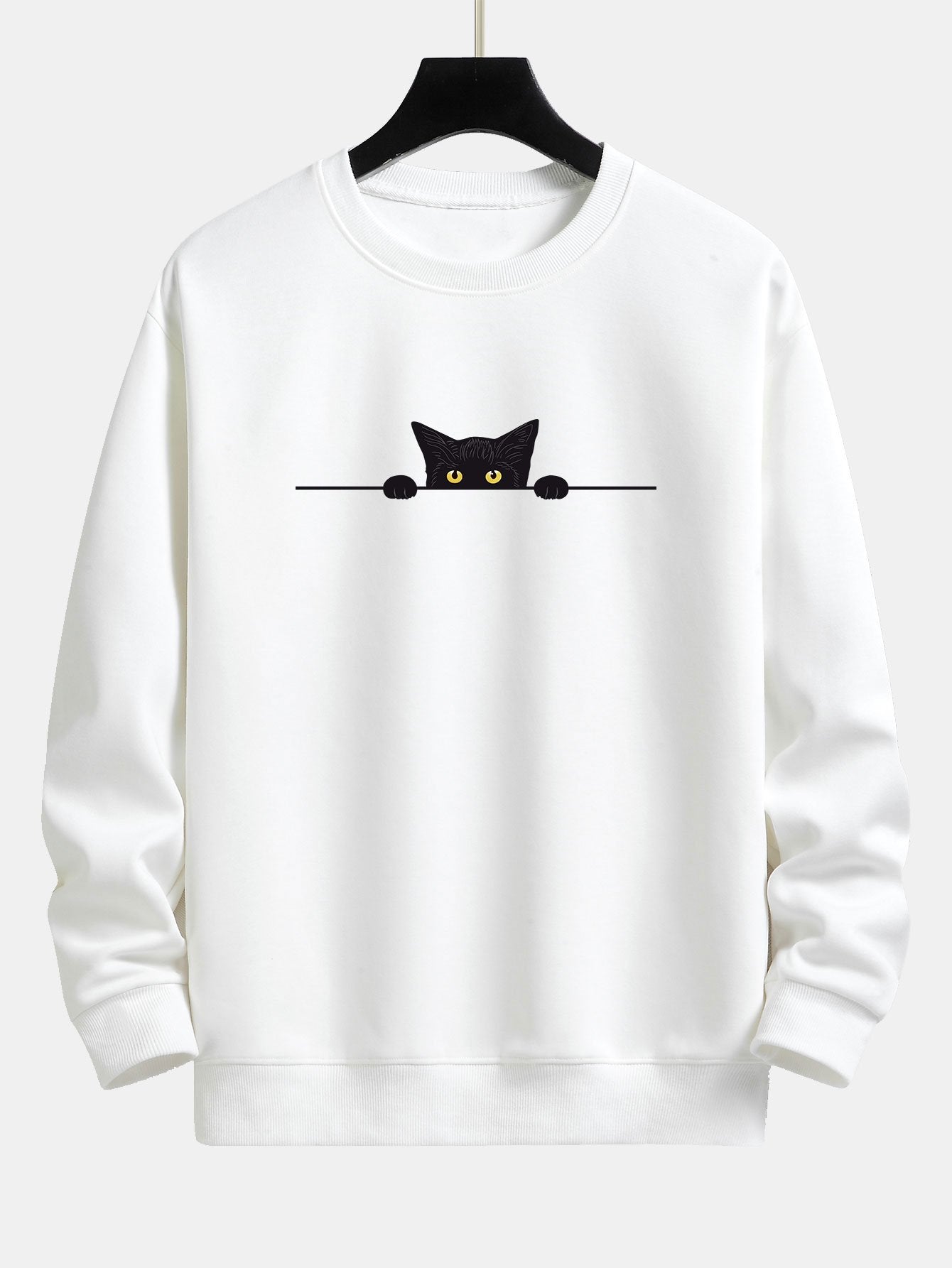 Relaxed Fit Sweatshirt with Black Cat Print