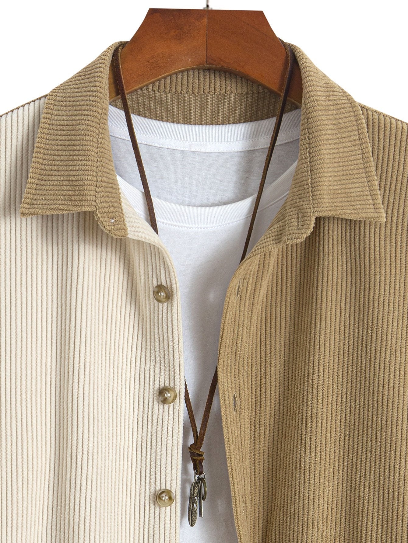 Farbblock Corduroy Hemd mit Knöpfen und gerade geschnittene Corduroy Hose