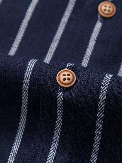 Gestreiftes Button-Up-Hemd aus Baumwollmischung