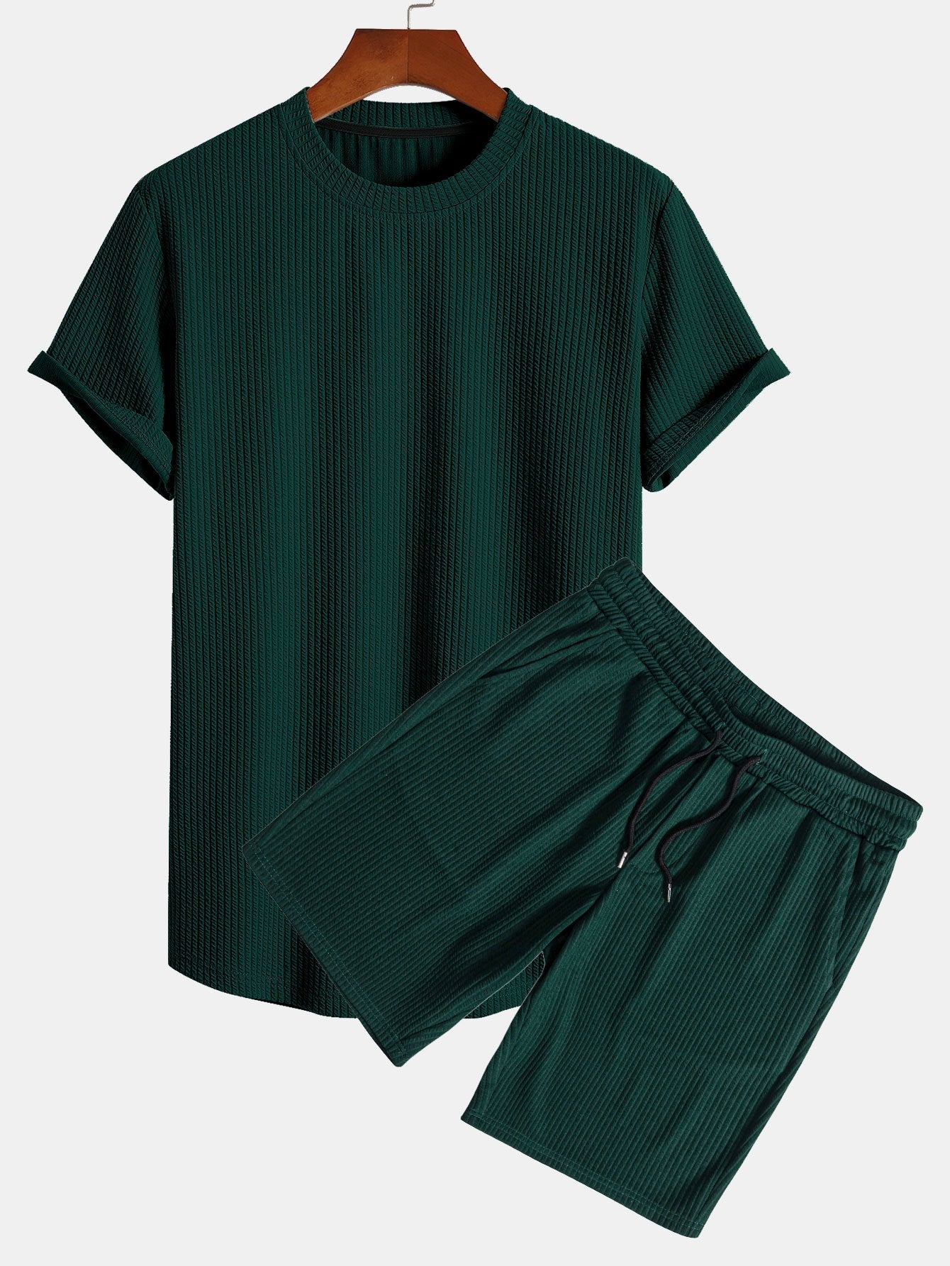 Muscle Fit Ripped Hem T-Shirt and Shorts Set