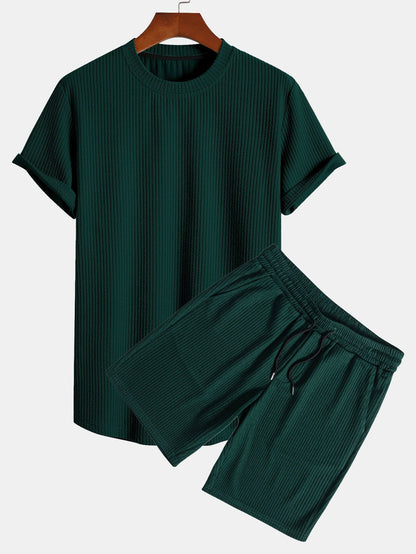 Muscle Fit Ripped Hem T-Shirt and Shorts Set