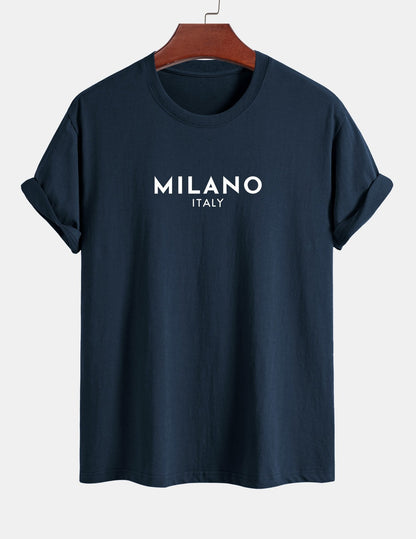 Regular Fit Milano Italian Print Cotton T-Shirt