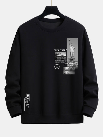 Relaxed Fit Sweatshirt with New York Architecture Print