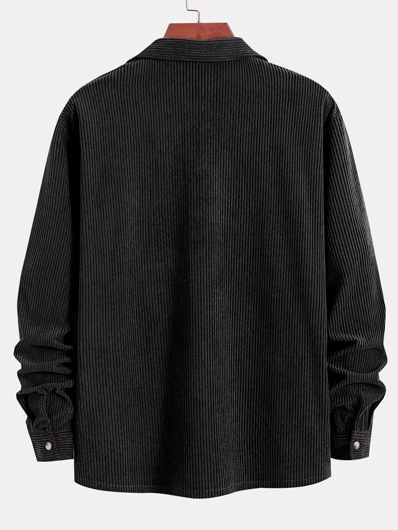 "Langarm-Cordhemd mit kubanischem Kragen" could be rewritten as "Kubanisch gekragenes Langarm-Cordhemd".