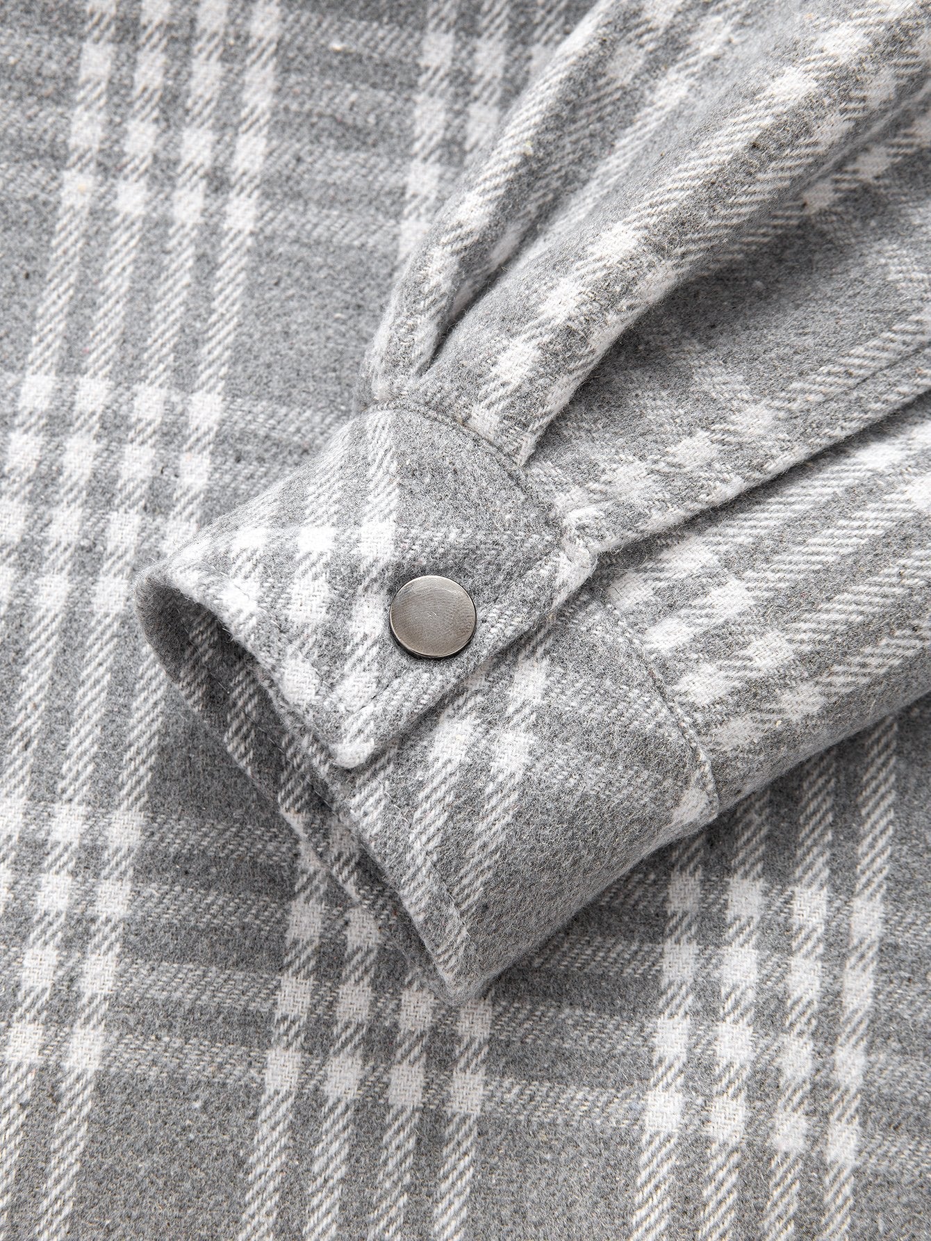 Teddygefütterte Flanell-Karo-Hemdbluse mit Kapuze