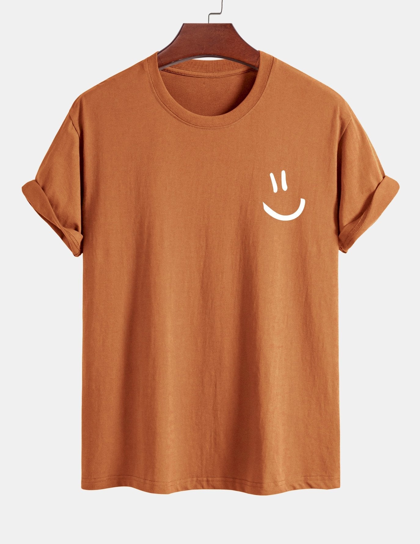 Baumwoll-T-Shirt mit Smiley-Gesicht Druck in regulärer Passform
