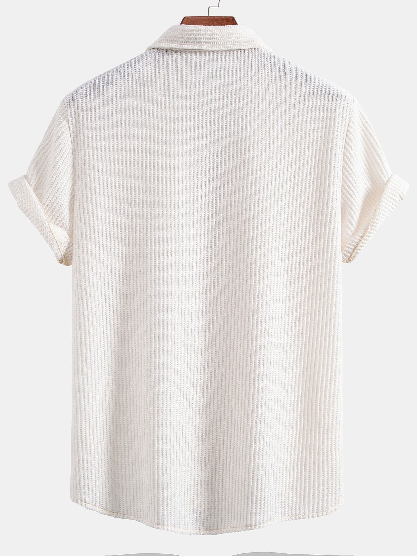 Waffelstruktur Knopf-Oben Hemd