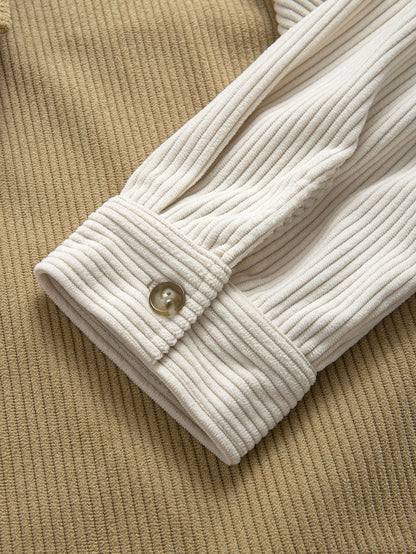 Farbblock Corduroy Hemd mit Knöpfen und gerade geschnittene Corduroy Hose