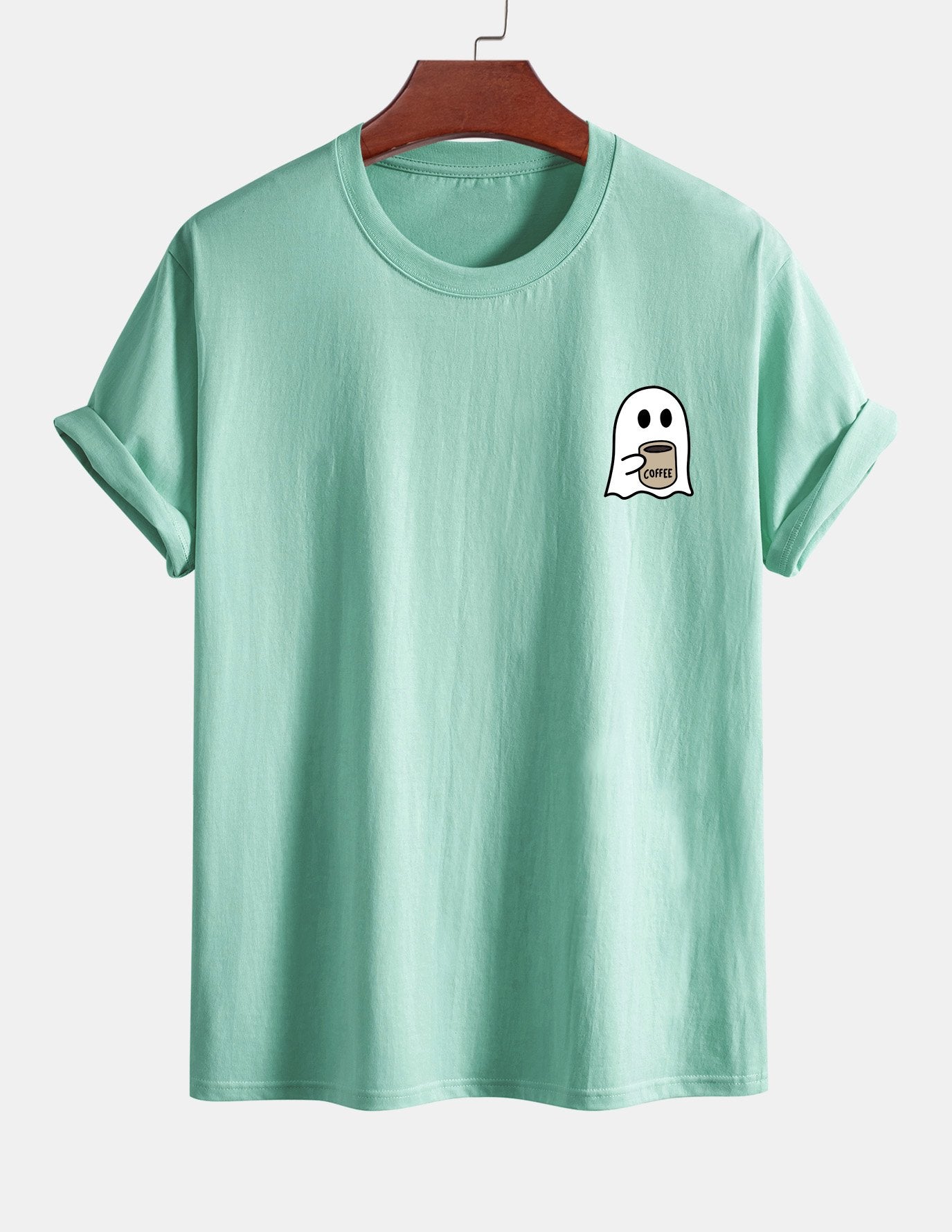 Regular Fit Cotton T-Shirt with Ghost Coffee Print