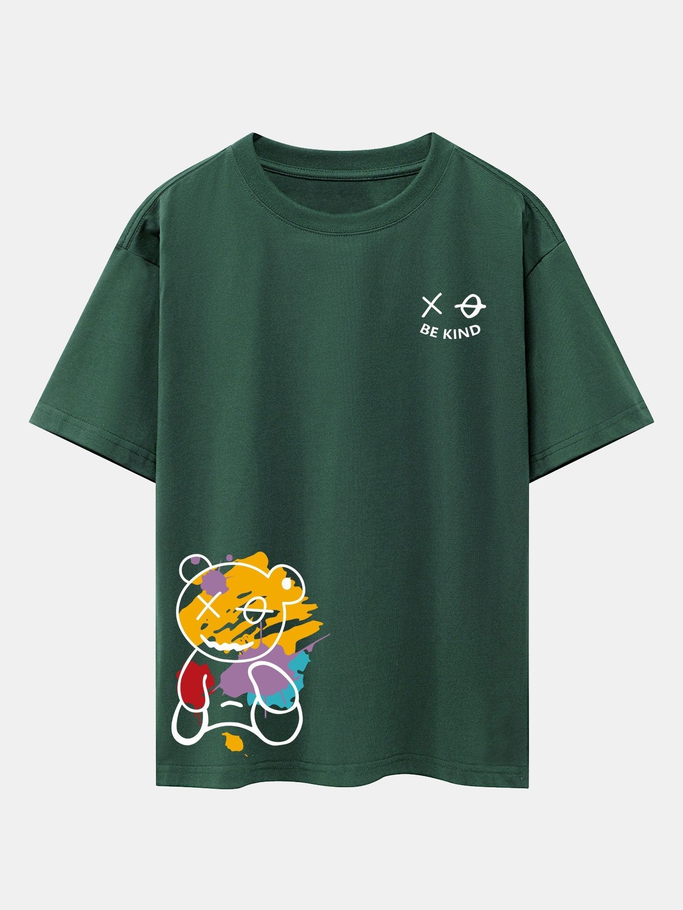 Graffiti Bear Print Oversized Drop Shoulder T-Shirt
