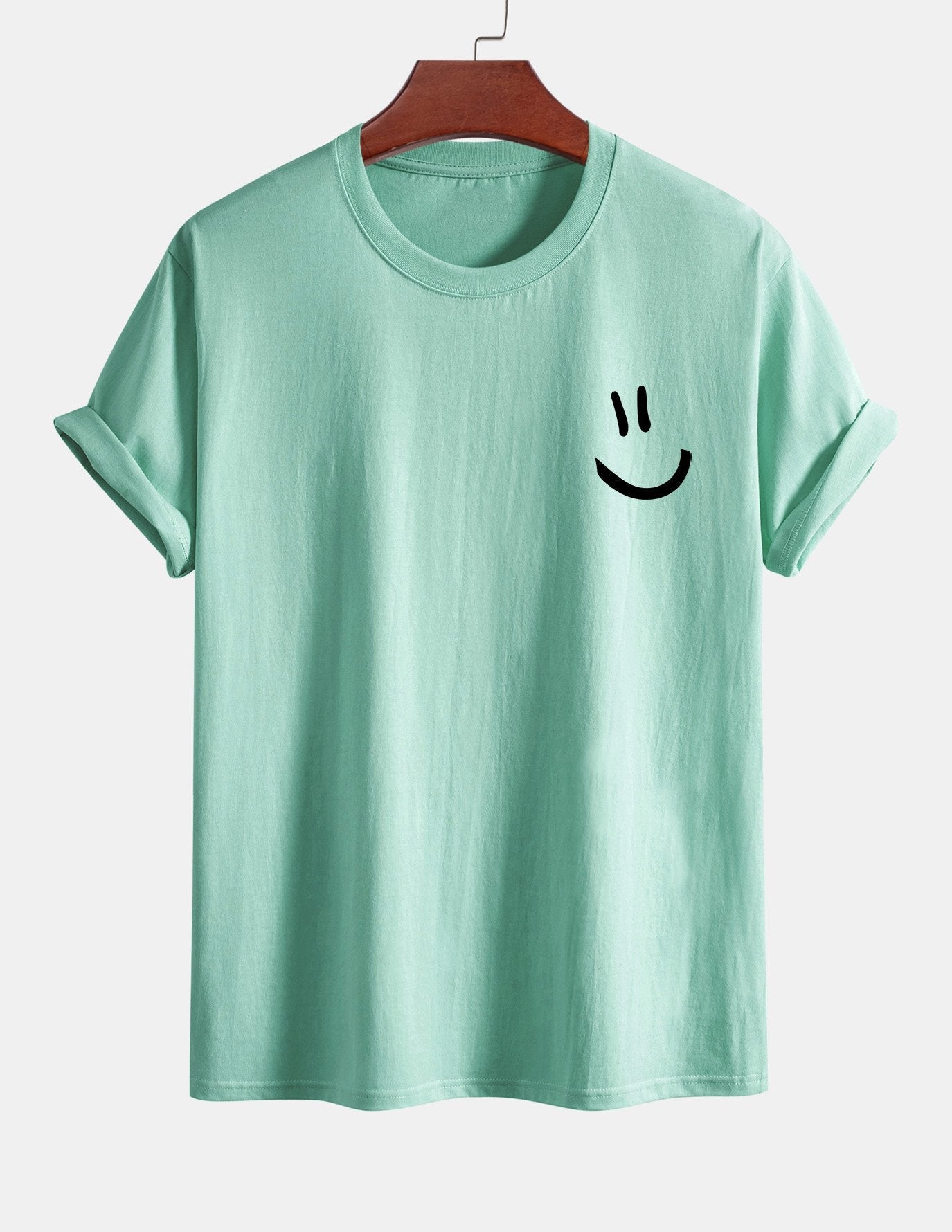 Baumwoll-T-Shirt mit Smiley-Gesicht Druck in regulärer Passform