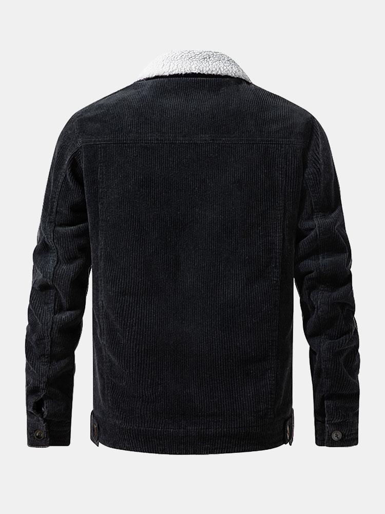 Teddy-Fleece gefütterte Baumwollcordjacke