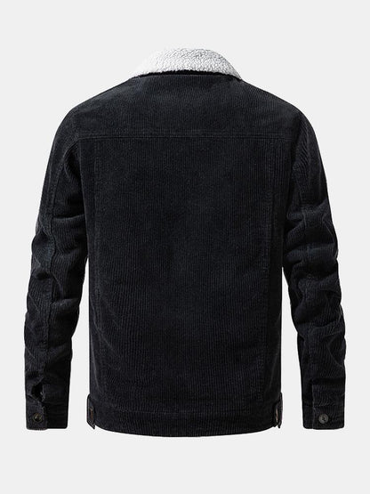 Teddy-Fleece gefütterte Baumwollcordjacke