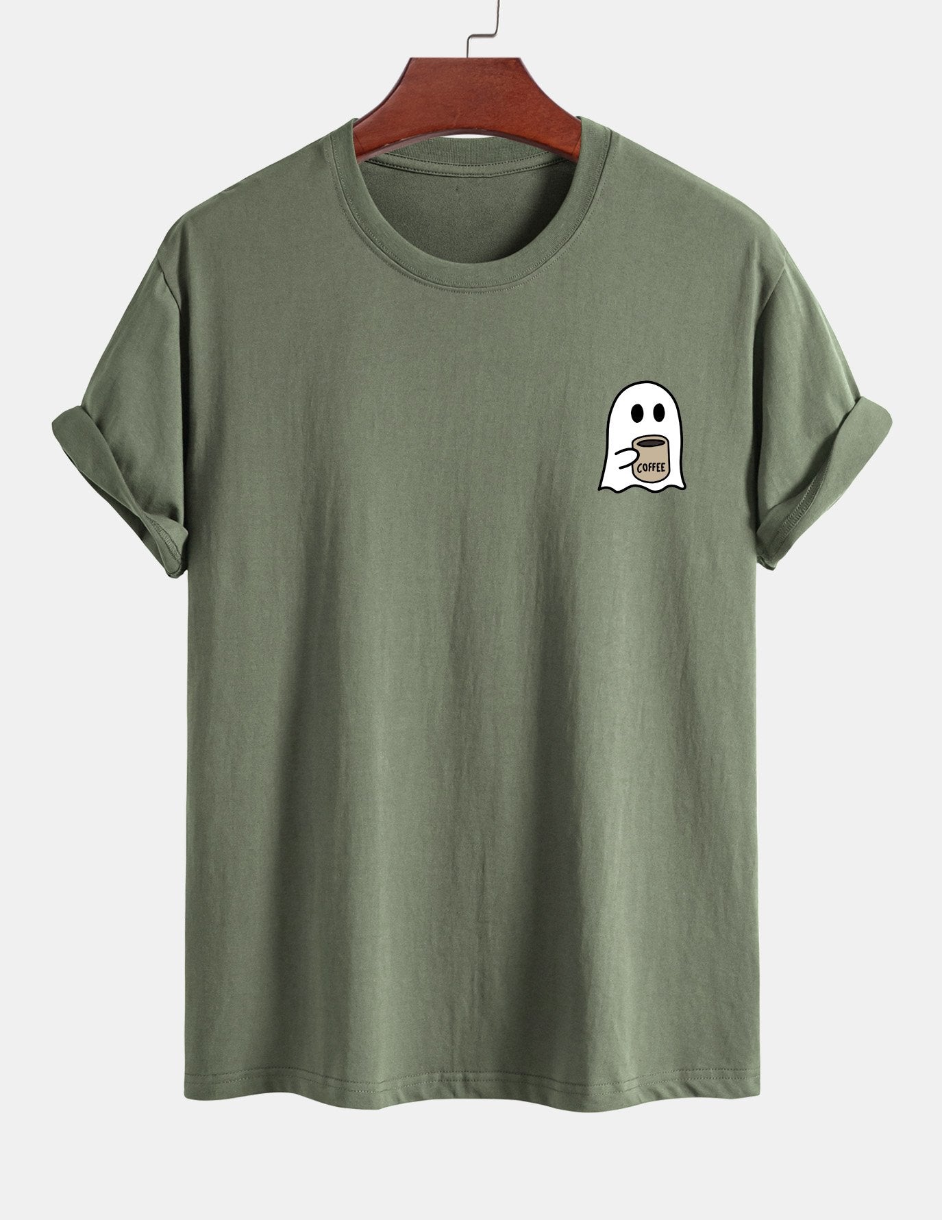 Regular Fit Cotton T-Shirt with Ghost Coffee Print