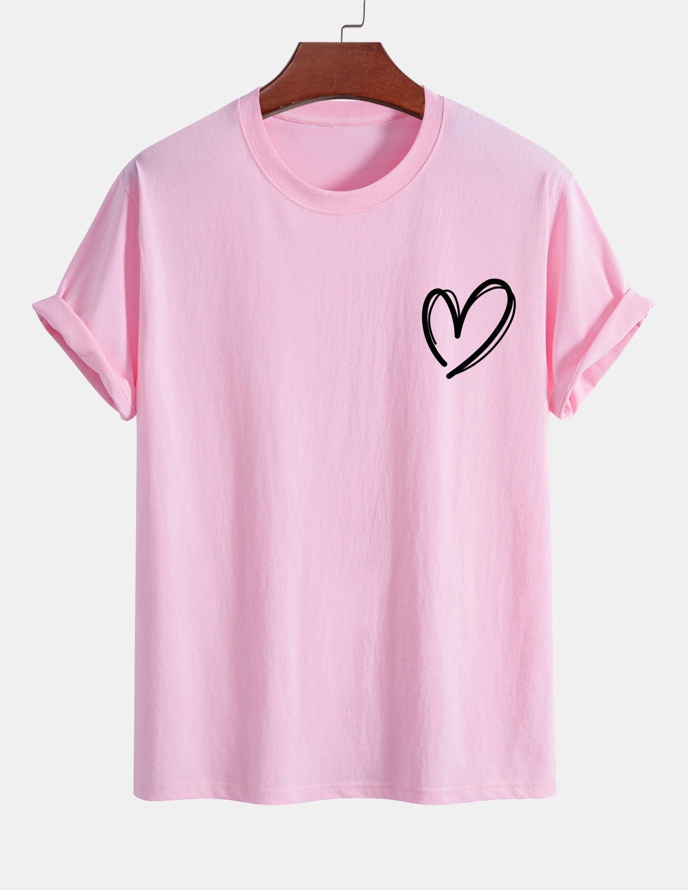 Baumwoll-T-Shirt mit Herzmotiv in regulärer Passform