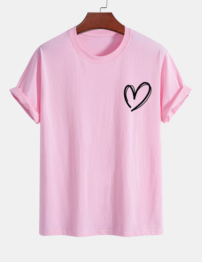 Baumwoll-T-Shirt mit Herzmotiv in regulärer Passform