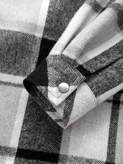 Flanell-Karobluse mit Kapuze und Teddyfutter