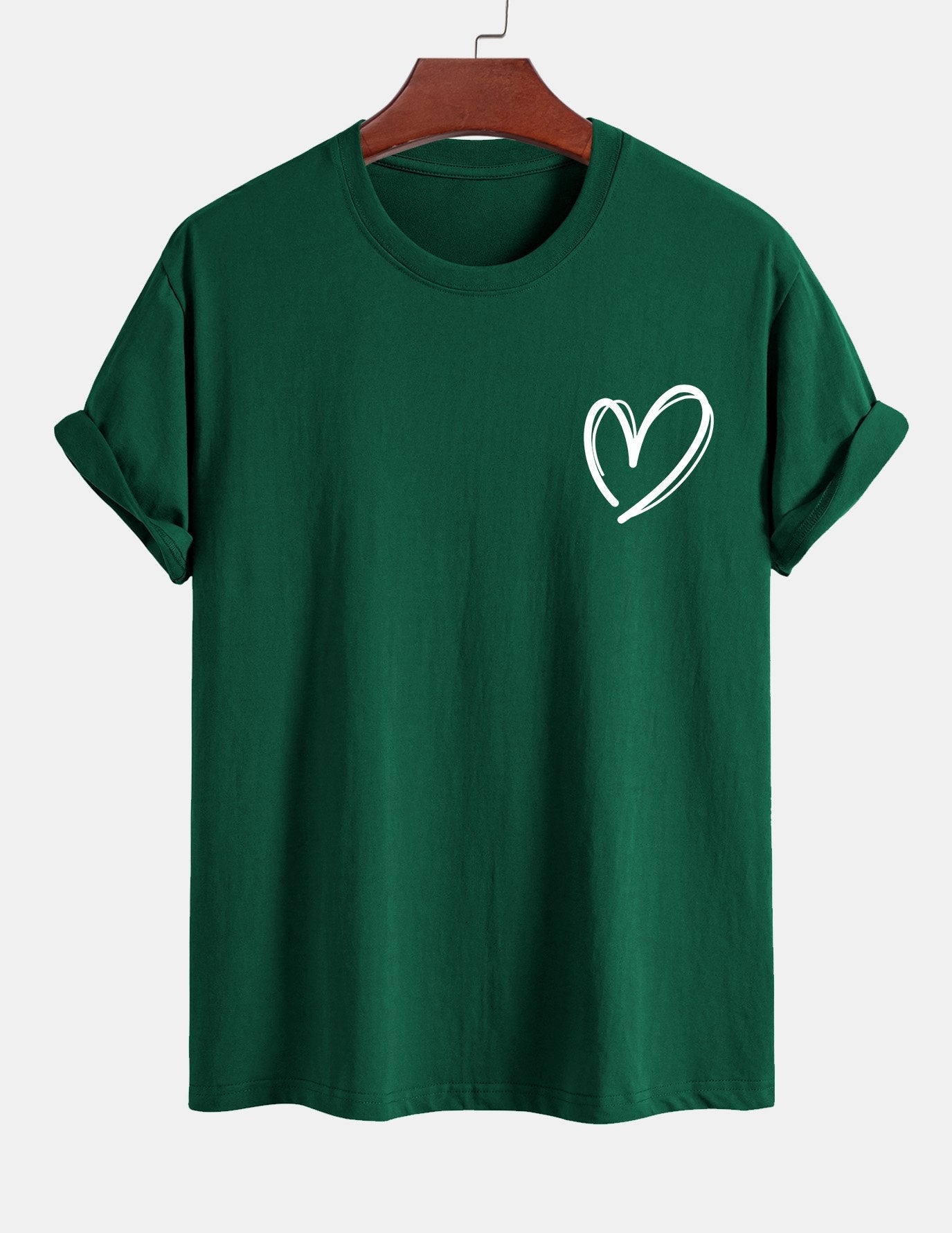 Baumwoll-T-Shirt mit Herzmotiv in regulärer Passform