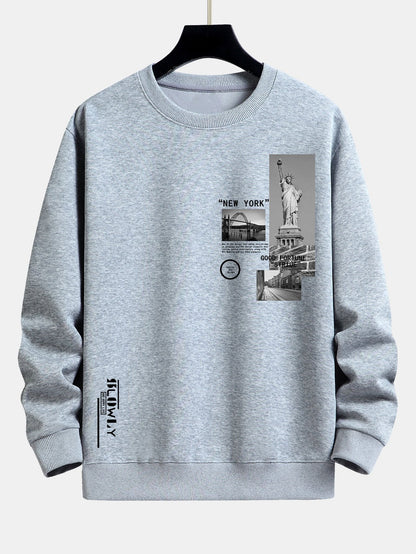 Relaxed Fit Sweatshirt with New York Architecture Print