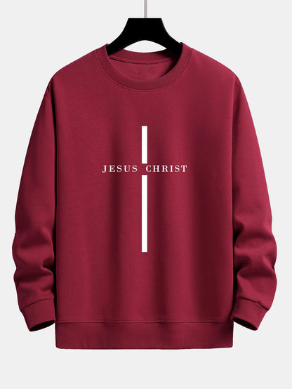 Relaxed Fit Sweatshirt mit Jesus Christus Streifenmuster