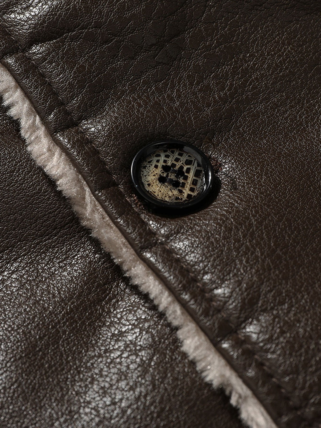 Lange Kunstfell gefütterte PU-Lederjacke