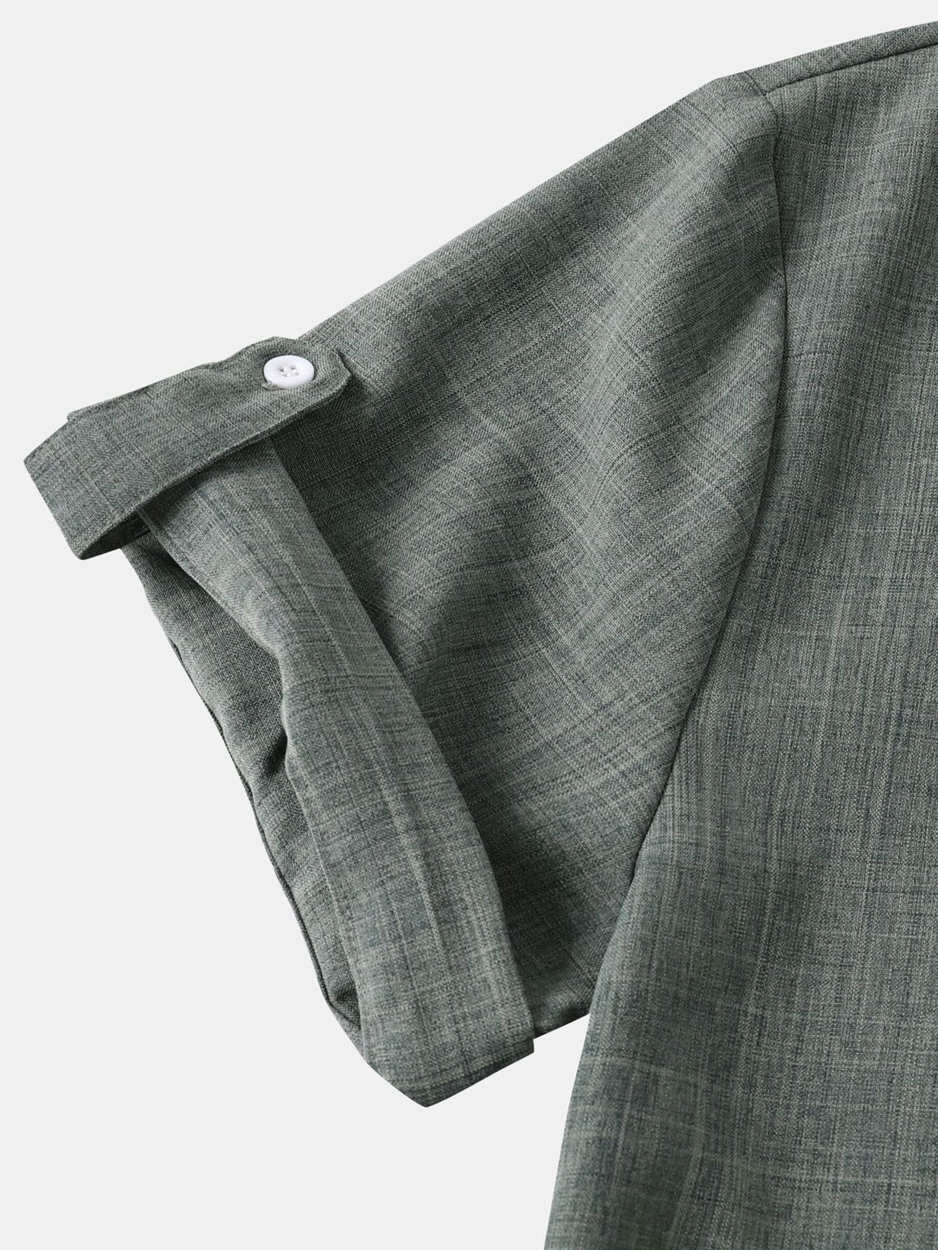 Kurze Ärmel Leinen-Optik Henley-Shirt