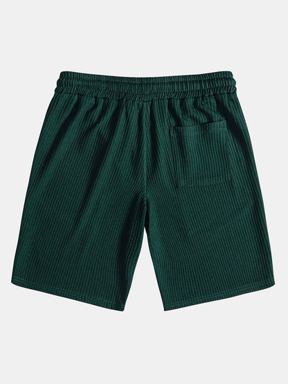 Muscle Fit Ribbed Collar Shirt & Shorts Set