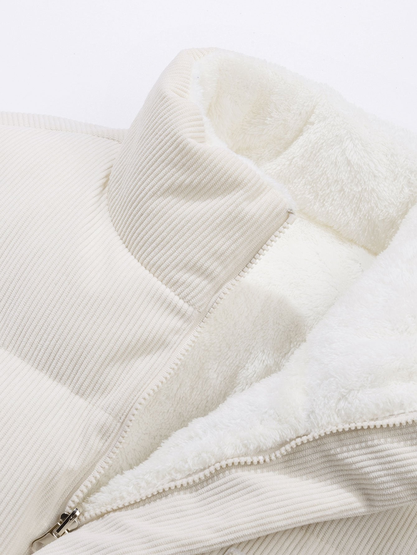 Umkehrbarer Teddy-Fleece und Corduroy Mantel