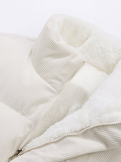 Umkehrbarer Teddy-Fleece und Corduroy Mantel